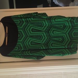 Green & Black Geometric Pattern Dress - Simply Be (Anna Scholz) Sz 28